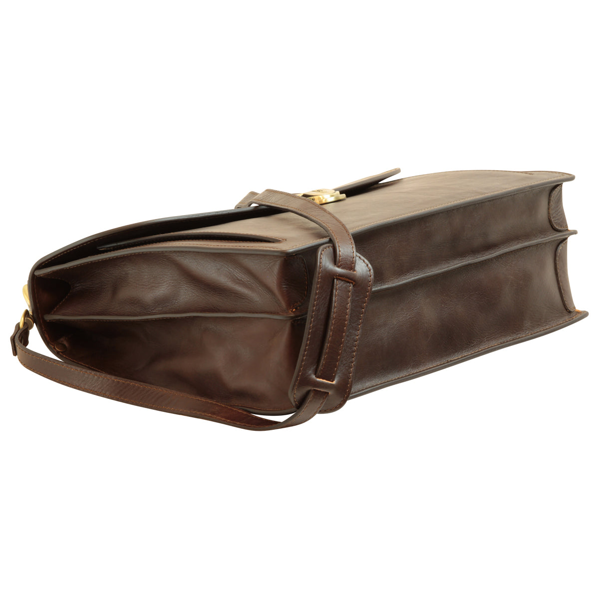 Leather Shoulder Bag for Men in Full-Grain Leather. Dark Brown