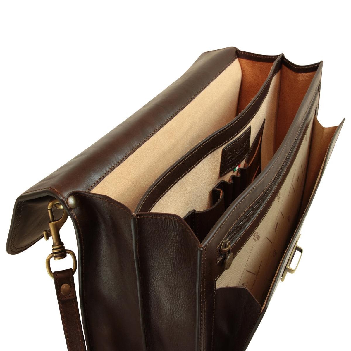 Leather Shoulder Bag for Men in Full-Grain Leather. Dark Brown