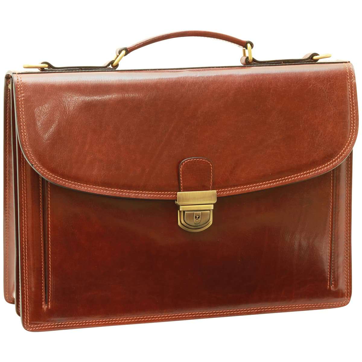 Leather Shoulder Bag for Men in Full-Grain Leather. Brown