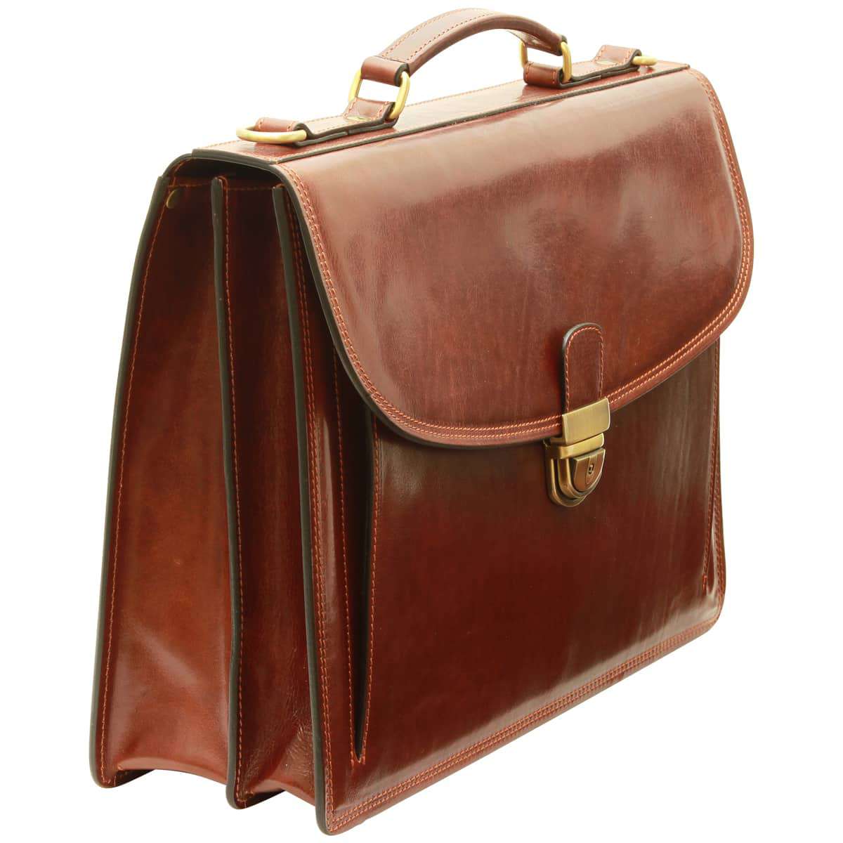 Leather Shoulder Bag for Men in Full-Grain Leather. Brown