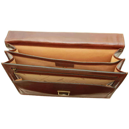 Leather Shoulder Bag for Men in Full-Grain Leather. Brown