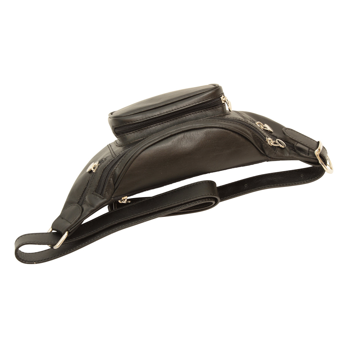 Handmade Leather Belt Bag in Italian Leather - Black