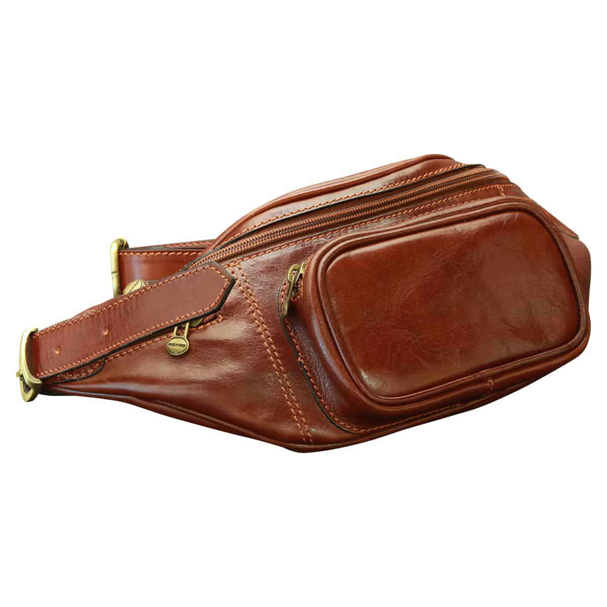 Handmade Leather Belt Bag in Italian Leather - Brown