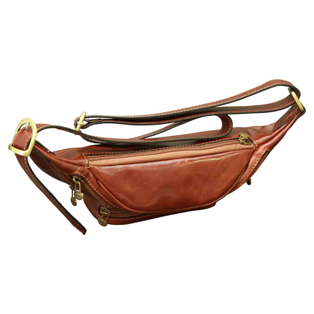 Handmade Leather Belt Bag in Italian Leather - Brown