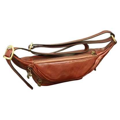 Handmade Leather Belt Bag in Italian Leather - Brown