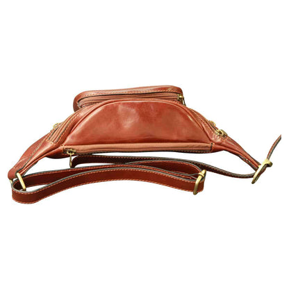 Handmade Leather Belt Bag in Italian Leather - Brown
