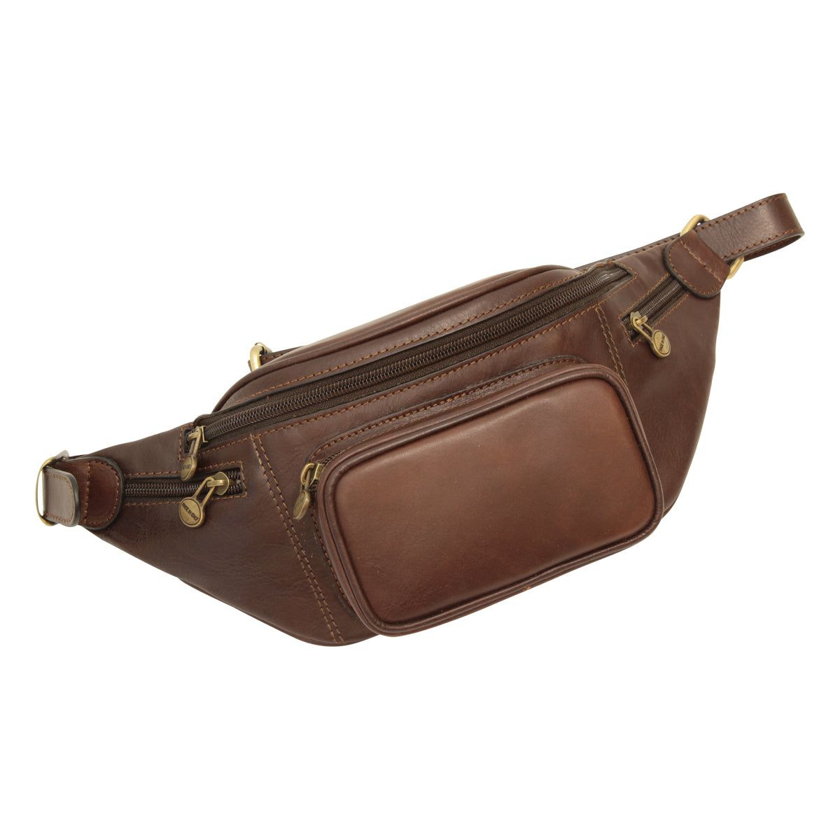 Handmade Leather Belt Bag in Italian Leather - Dark Brown