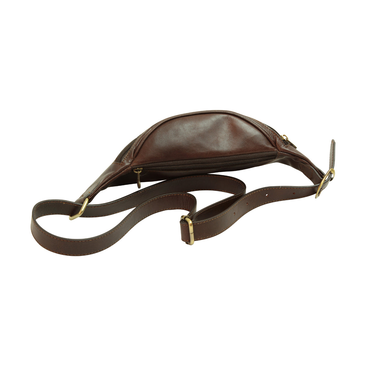 Leather belt pack - dark brown