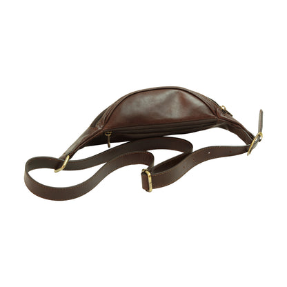 Leather belt pack - dark brown
