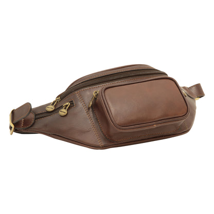 Handmade Leather Belt Bag in Italian Leather - Dark Brown