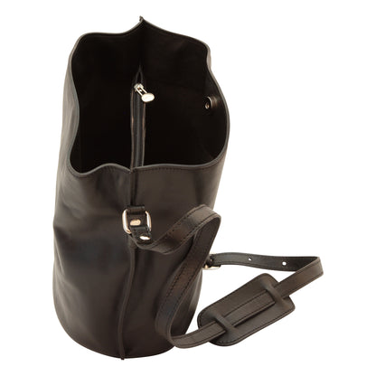 Cowhide leather shoulder bag - Black