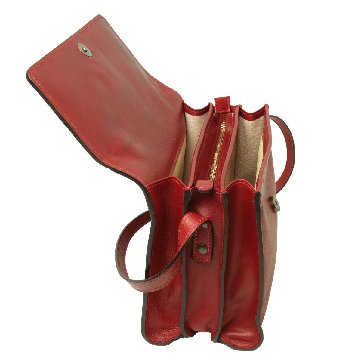 Full grain calfskin shoulder bag-Red
