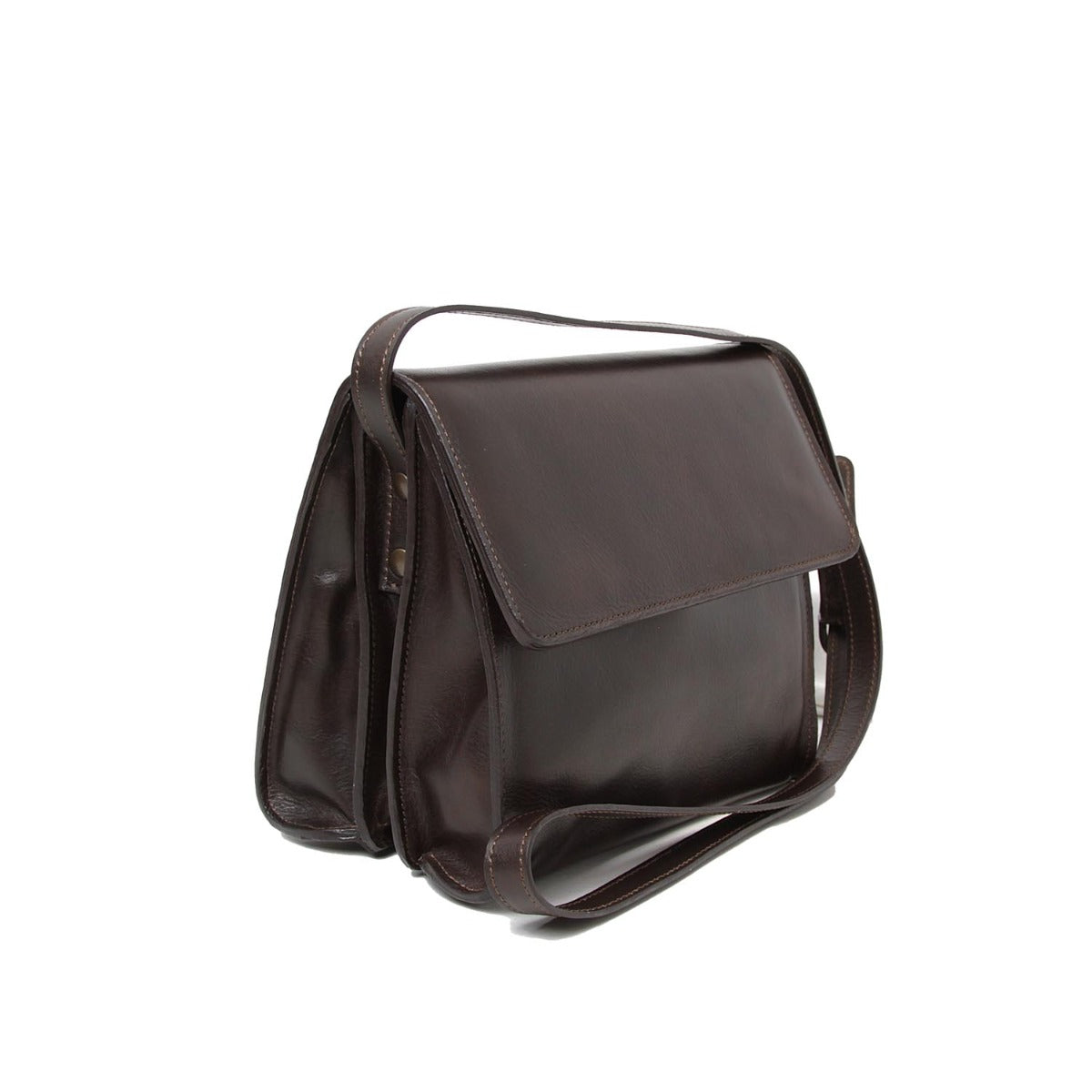 Calfskin shoulder bag-Dark brown