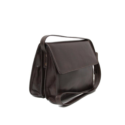 Calfskin shoulder bag-Dark brown