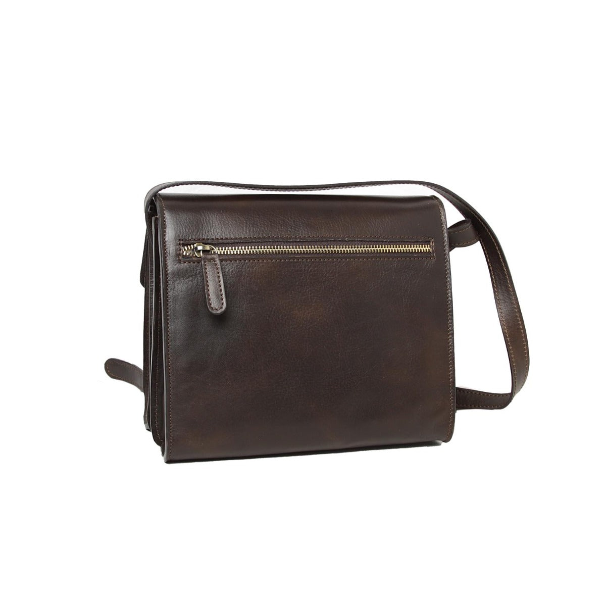 Calfskin shoulder bag-Dark brown