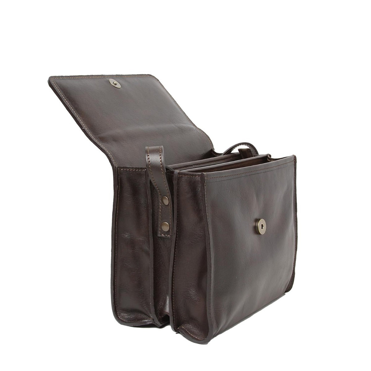 Calfskin shoulder bag-Dark brown
