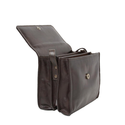 Calfskin shoulder bag-Dark brown