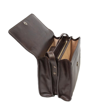 Calfskin shoulder bag-Dark brown
