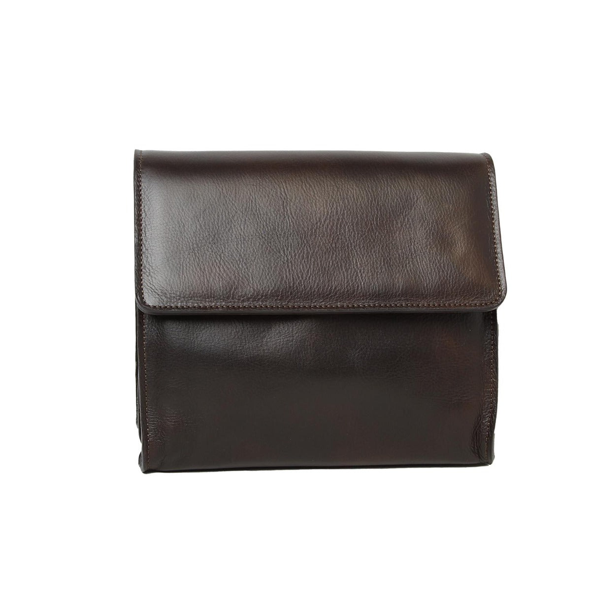 Calfskin shoulder bag-Dark brown