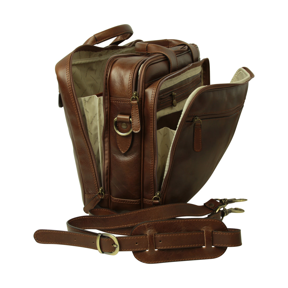 Men’s chestnut leather laptop bag