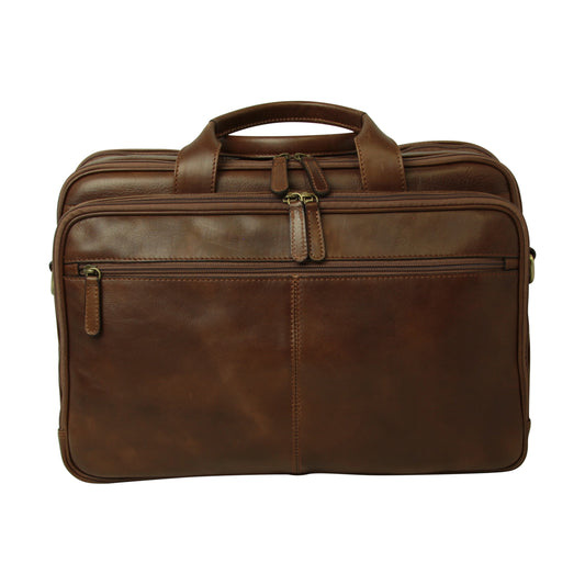 Men’s chestnut leather laptop bag