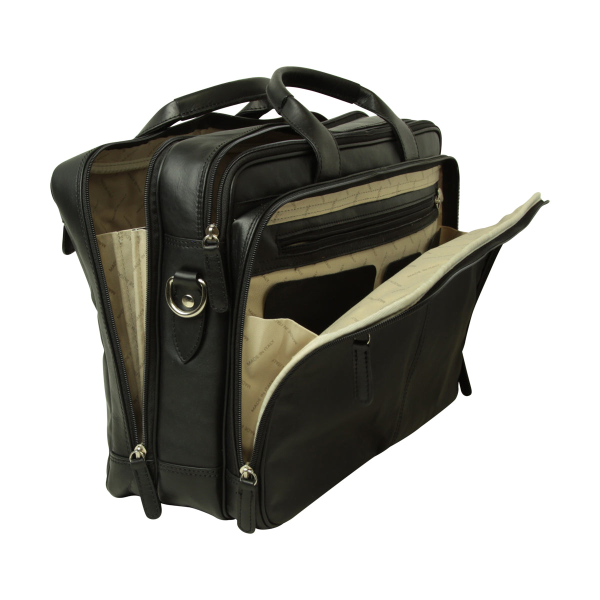 Leather computer briefcase - Black