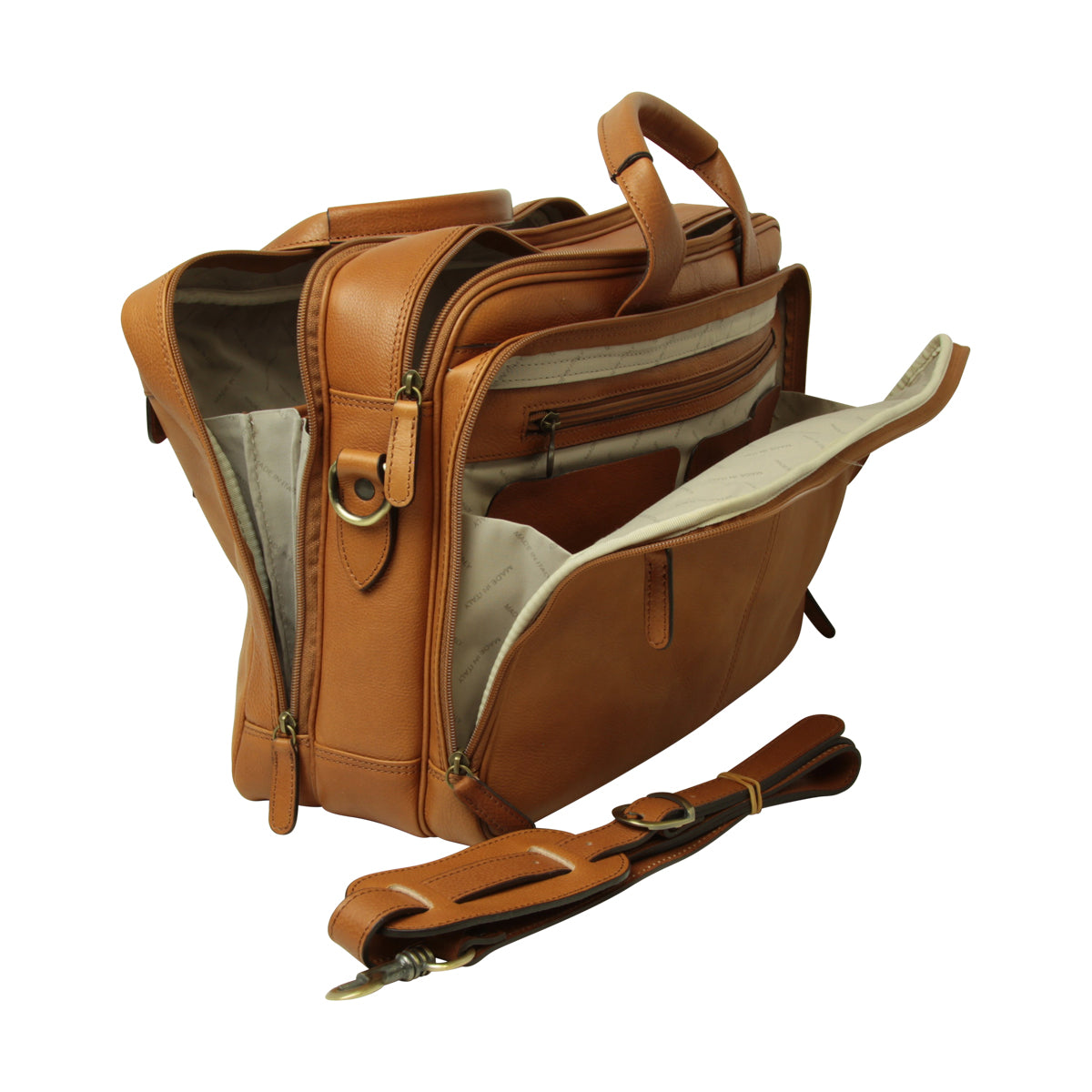 Leather computer briefcase - Brown Colonial