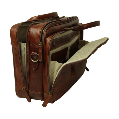 Leather computer briefcase - Brown