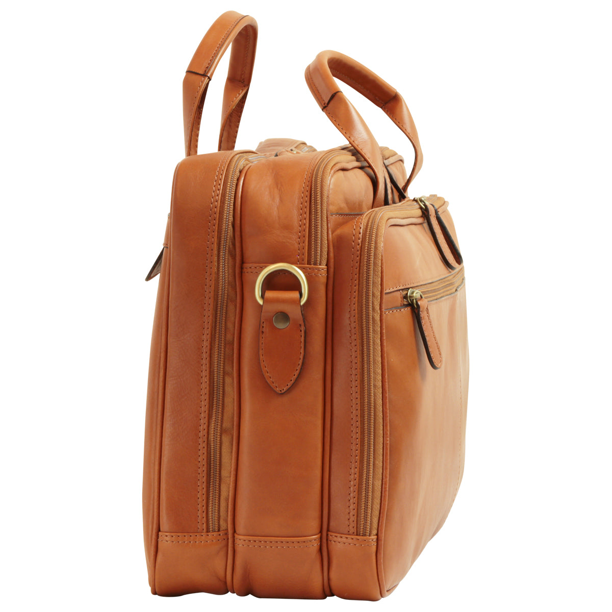 Leather computer briefcase - Brown Colonial