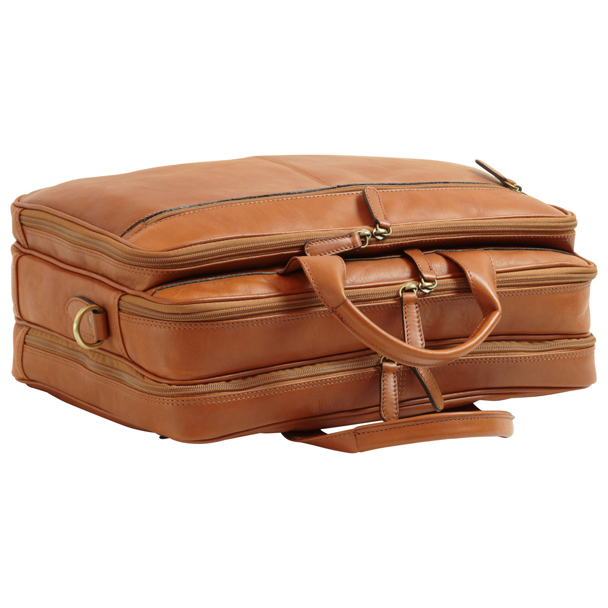 Leather computer briefcase - Brown Colonial