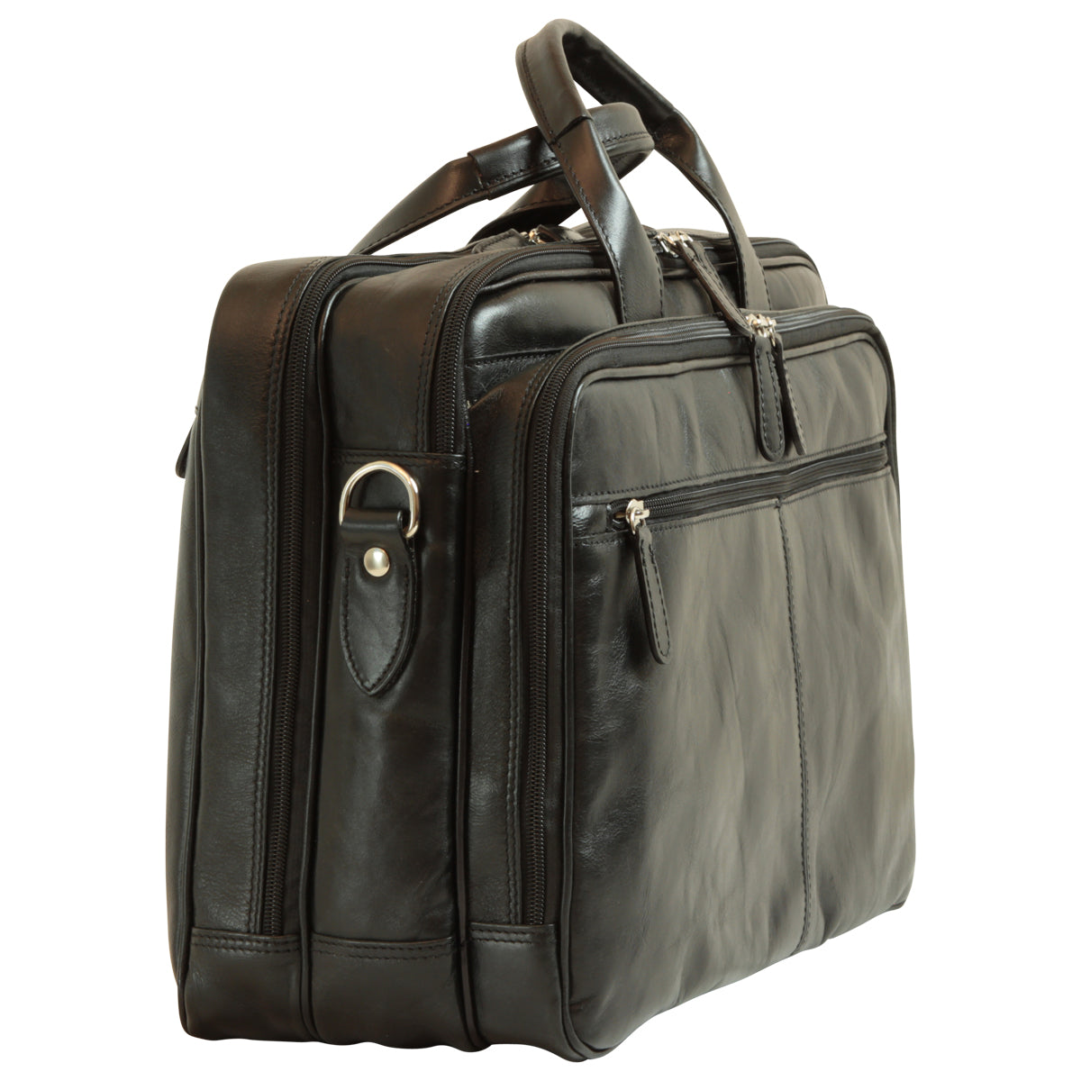 Leather computer briefcase - Black