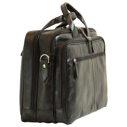 Leather computer briefcase - Black