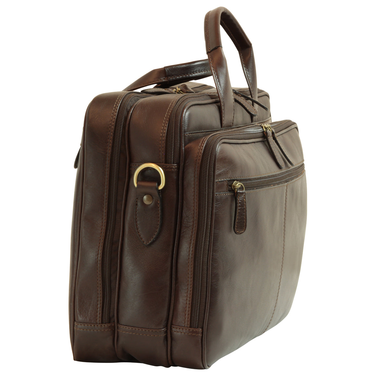 Leather computer briefcase- Dark Brown