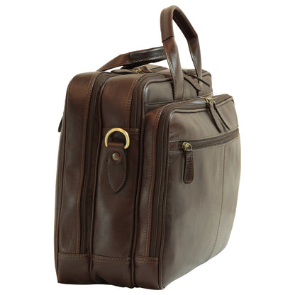 Leather computer briefcase- Dark Brown