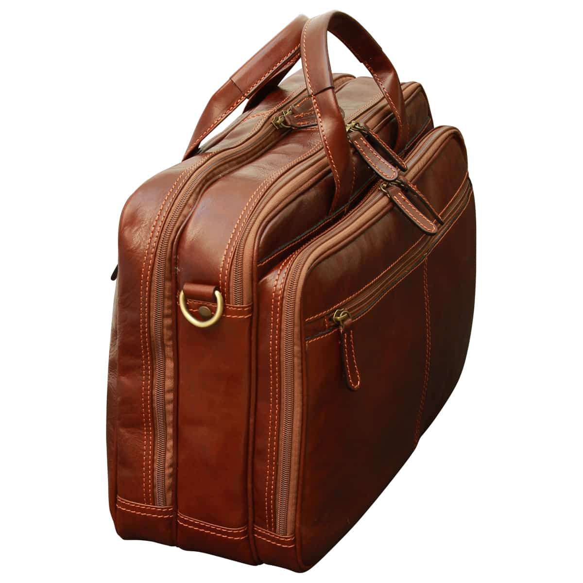Leather computer briefcase - Brown