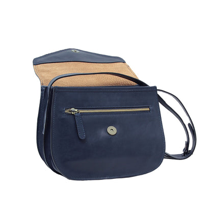 Full grain calfskin shoulder bag-blue