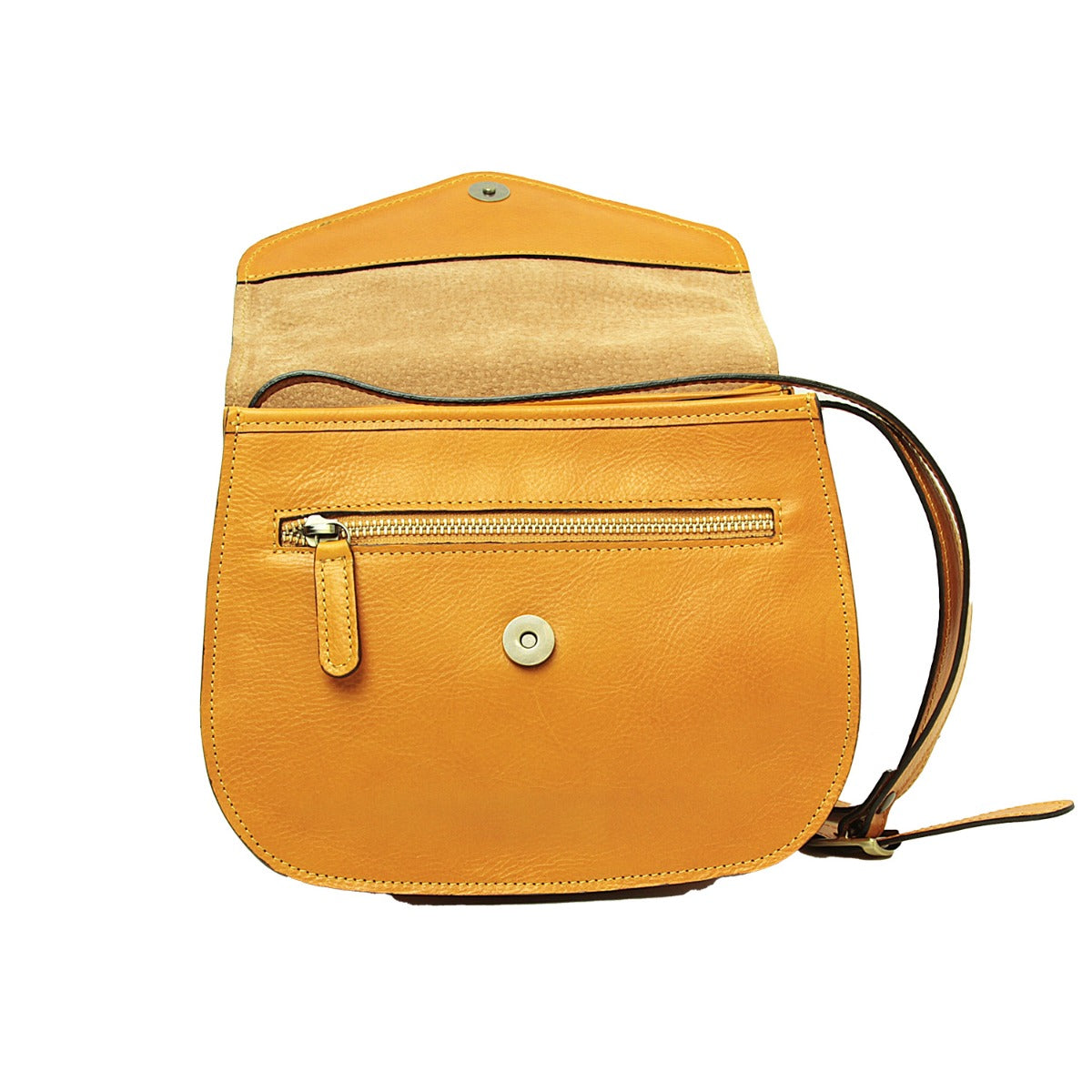 Full grain calfskin shoulder bag-Yellow Ochre