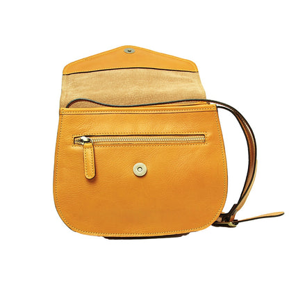 Full grain calfskin shoulder bag-Yellow Ochre