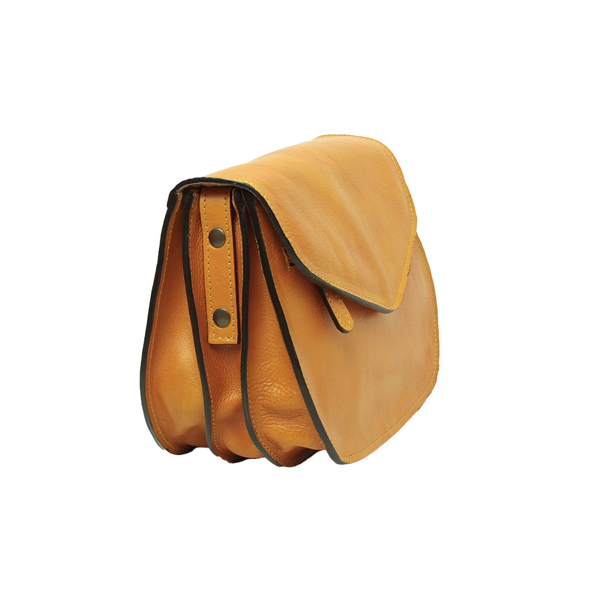 Full grain calfskin shoulder bag-Yellow Ochre