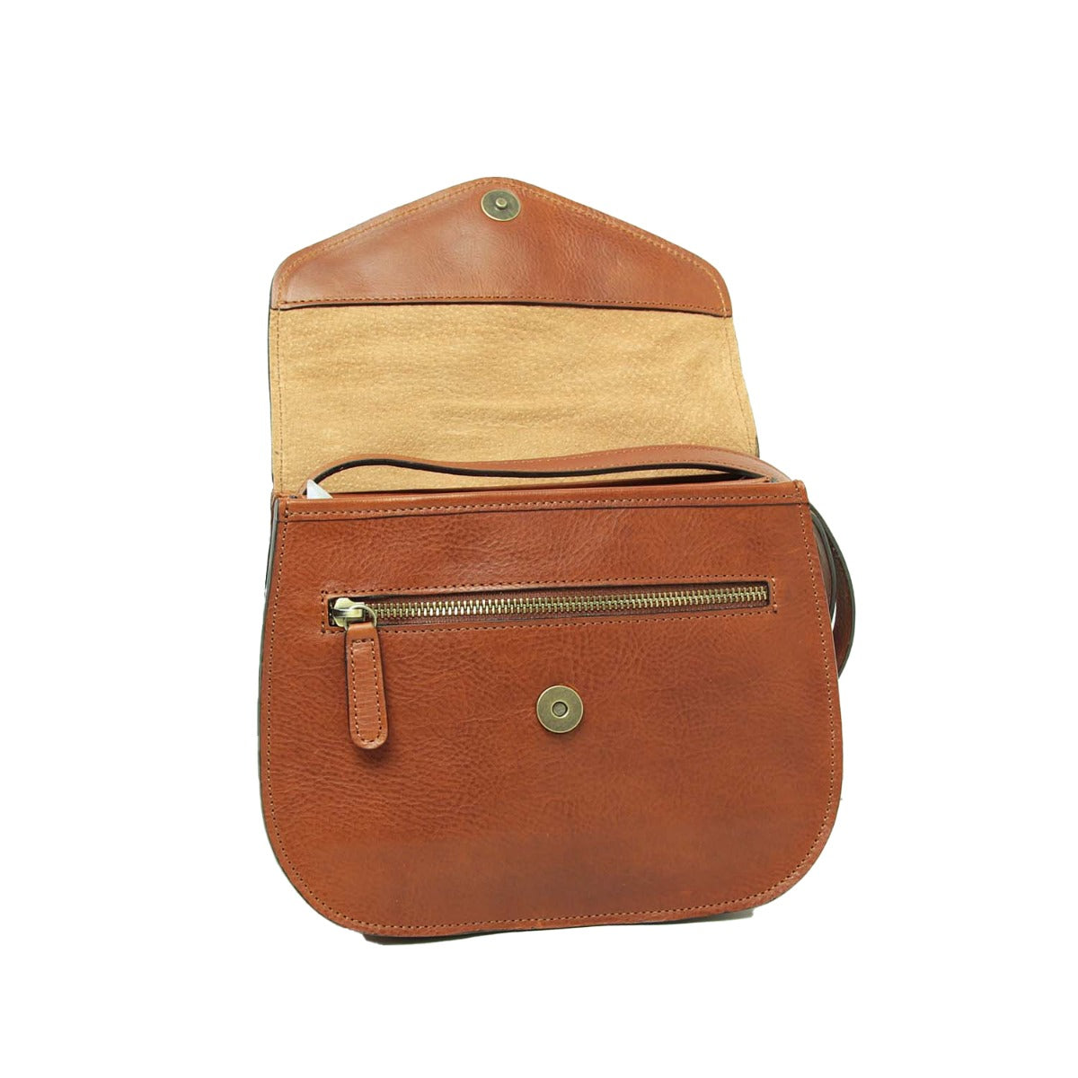 Full grain calfskin shoulder bag-Teak