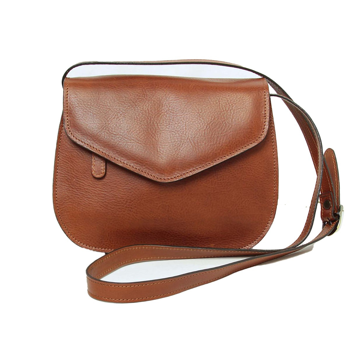 Full grain calfskin shoulder bag-Teak