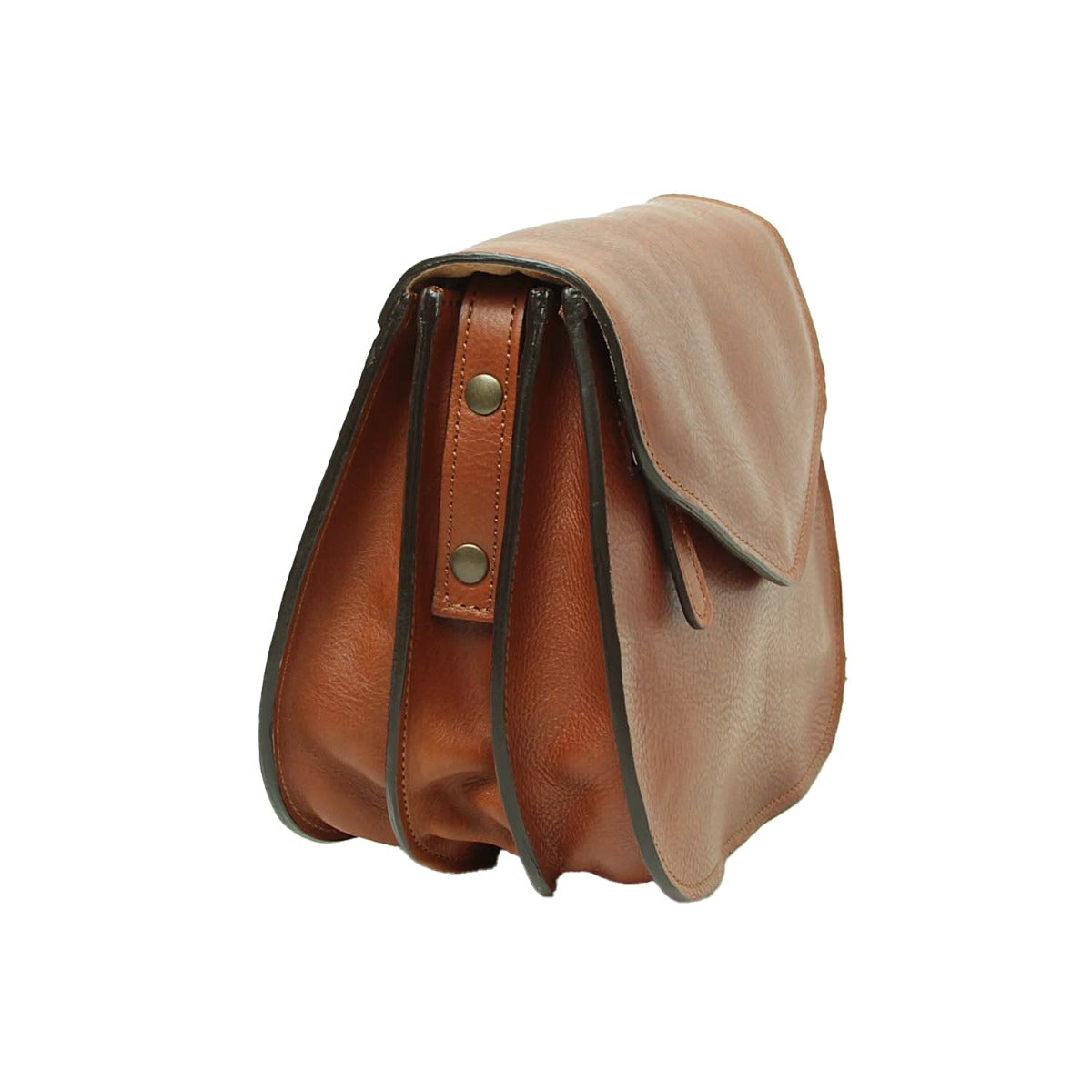Full grain calfskin shoulder bag-Teak