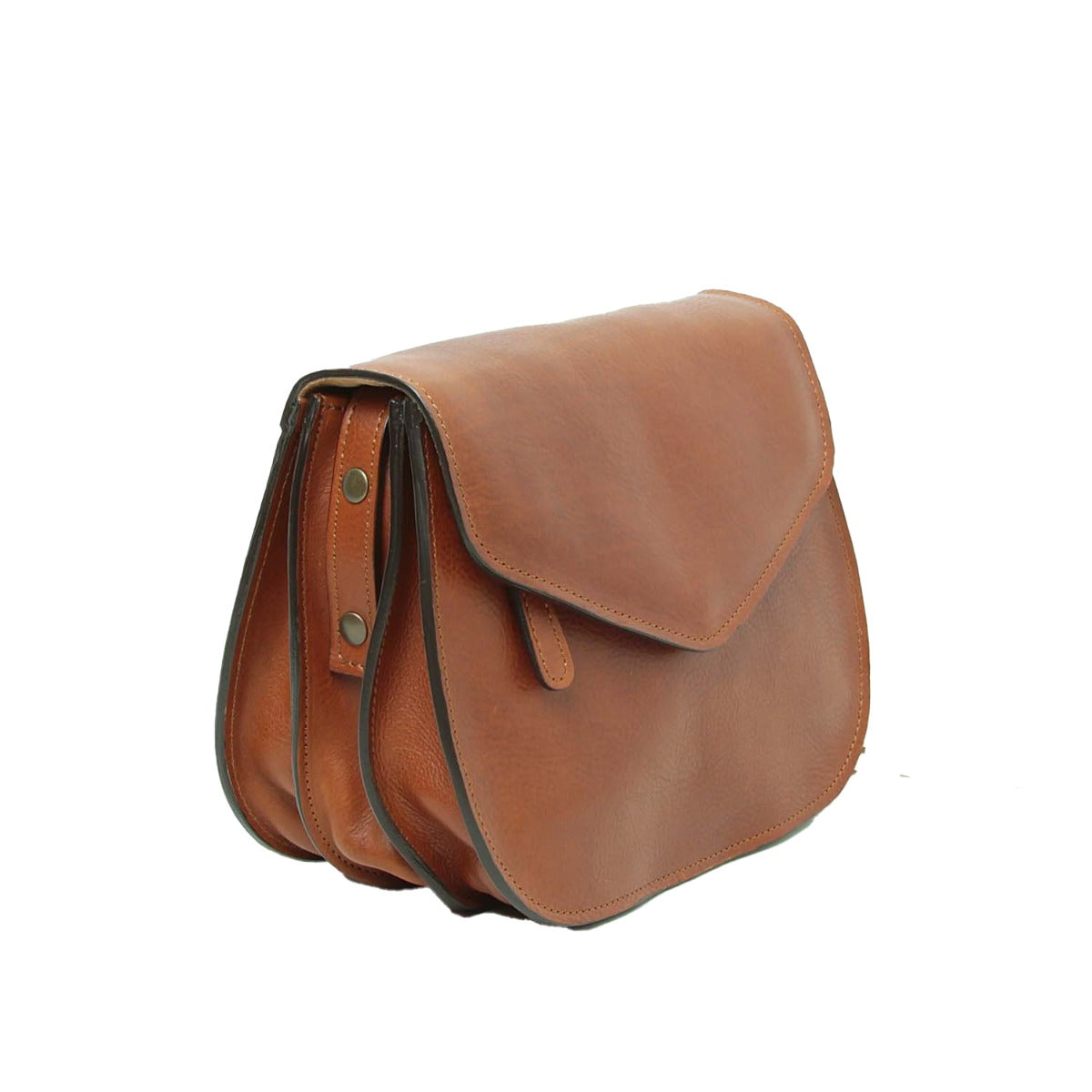 Full grain calfskin shoulder bag-Teak