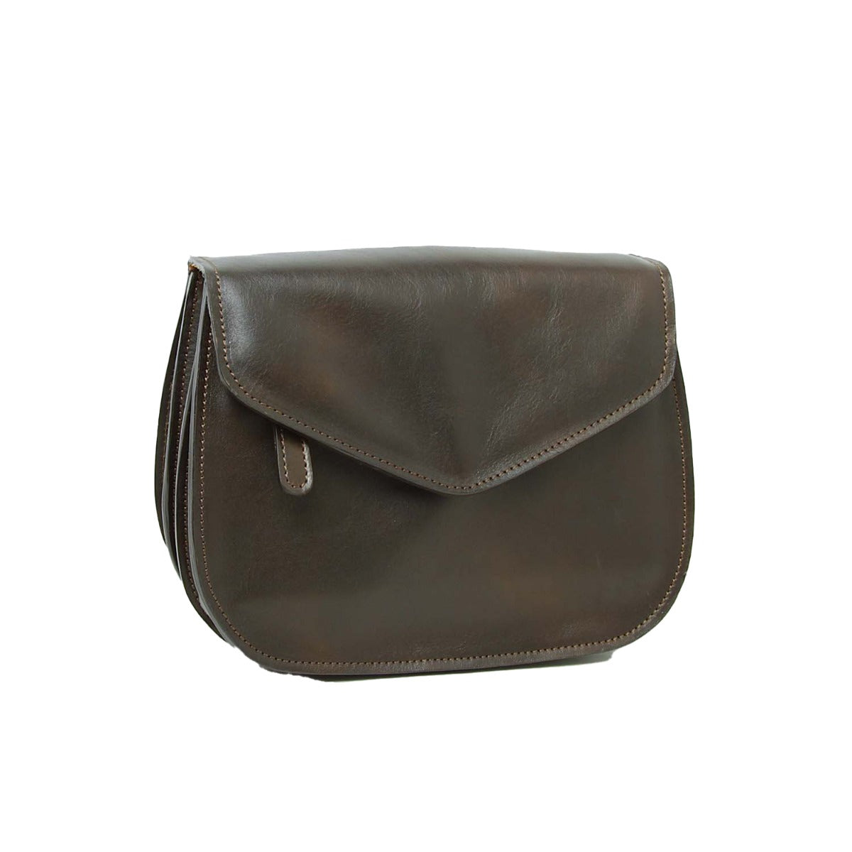 Full grain calfskin shoulder bag-Dark Brown