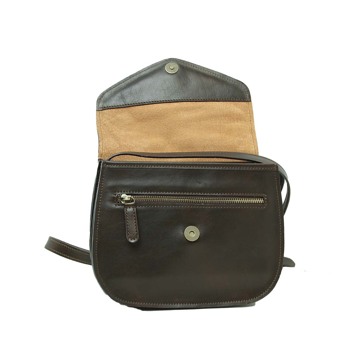 Full grain calfskin shoulder bag-Dark Brown