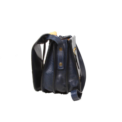 Women's shoulder bag in full grain calfskin-Blue