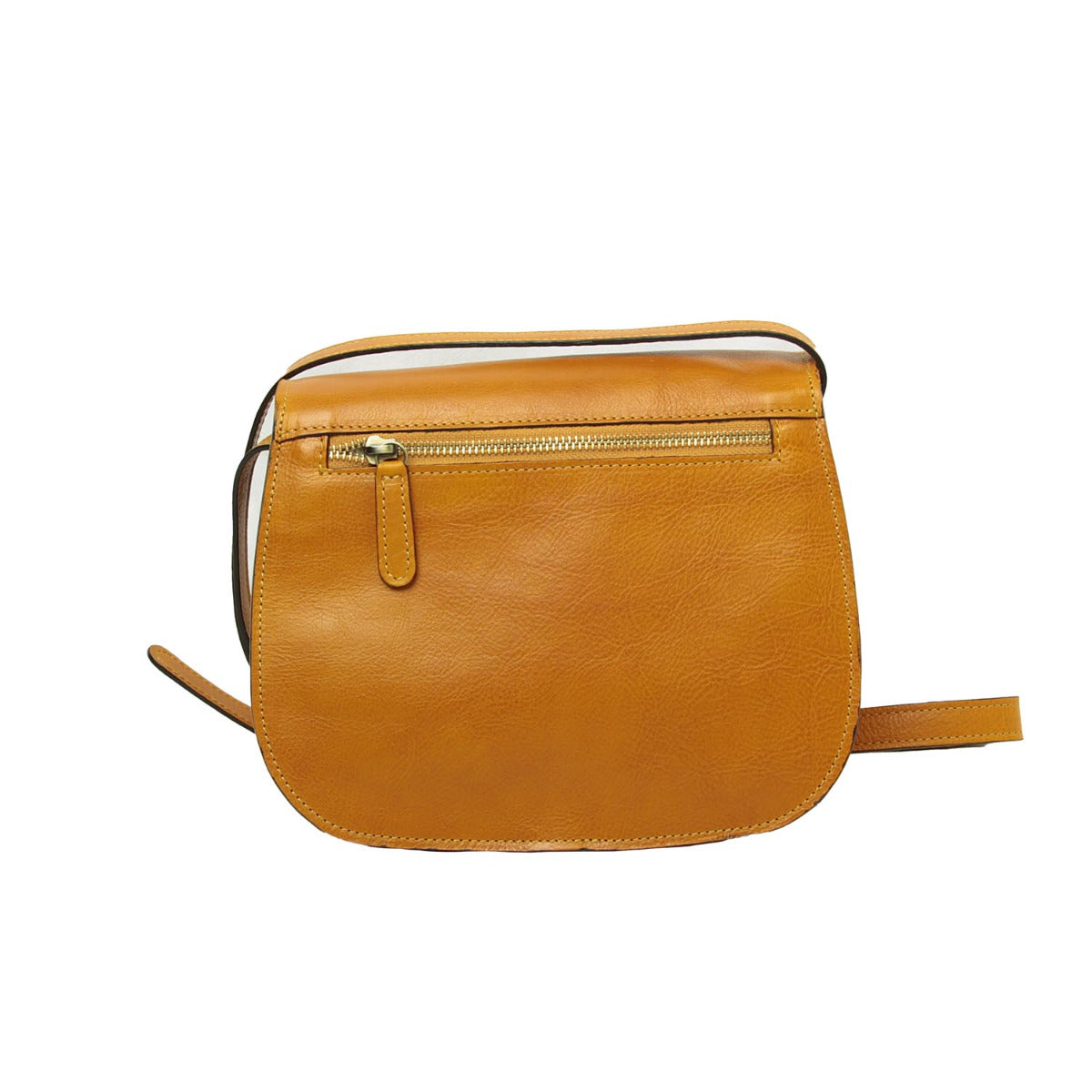 Women's shoulder bag in full grain calfskin-yellow ochre