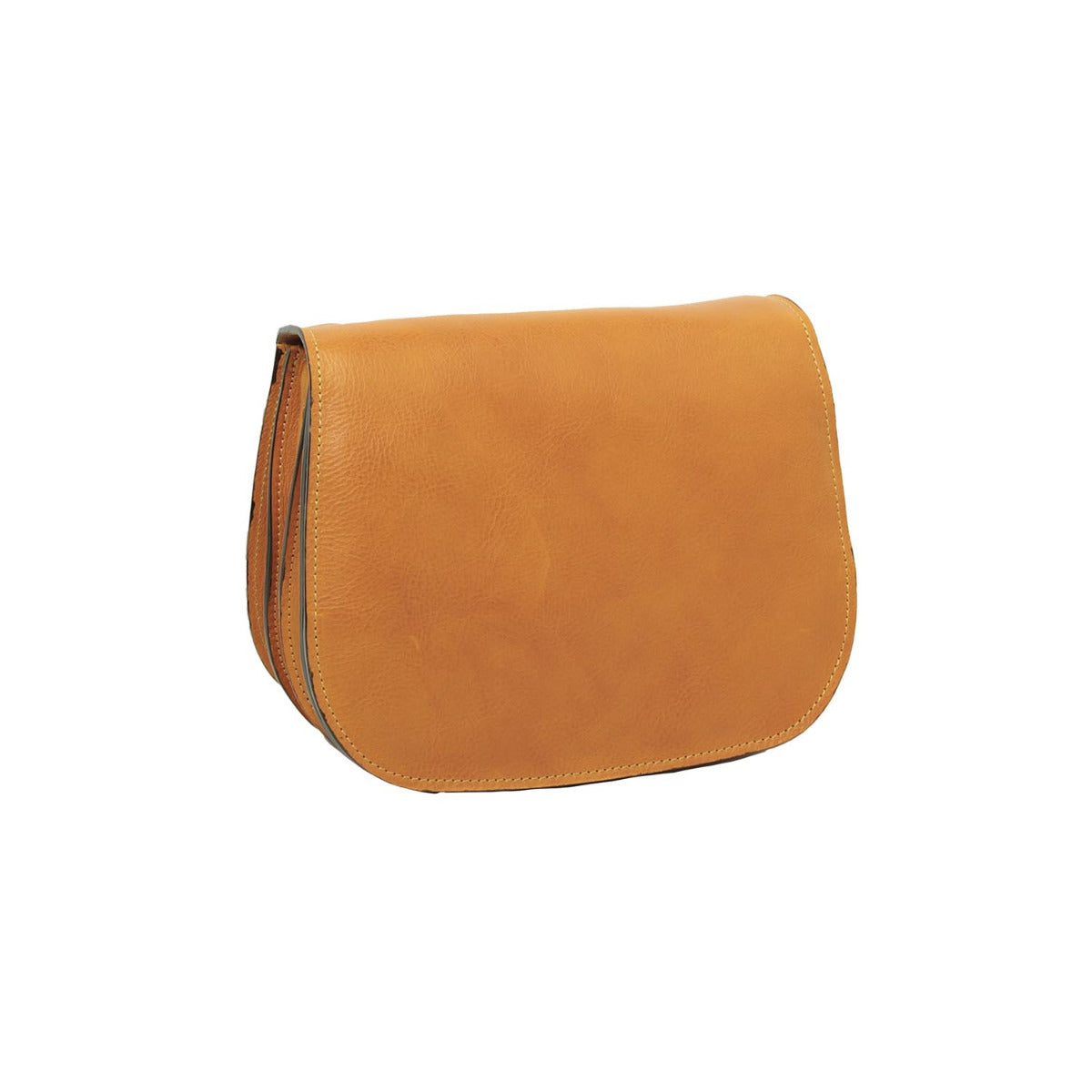 Women's shoulder bag in full grain calfskin-yellow ochre