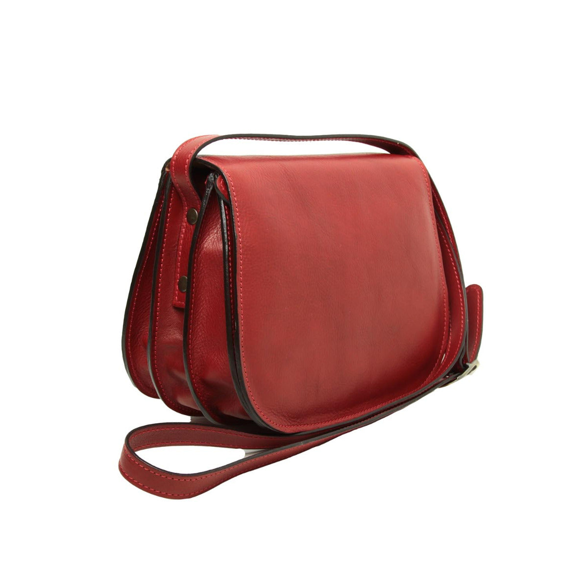 Women's shoulder bag in full grain calfskin  -Red