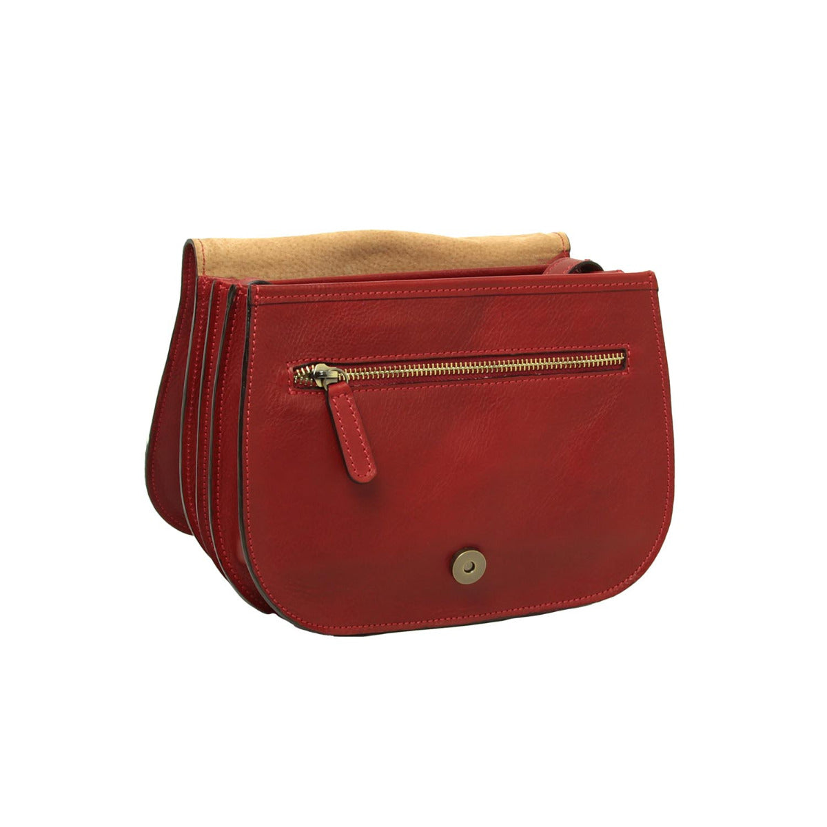 Women's shoulder bag in full grain calfskin  -Red